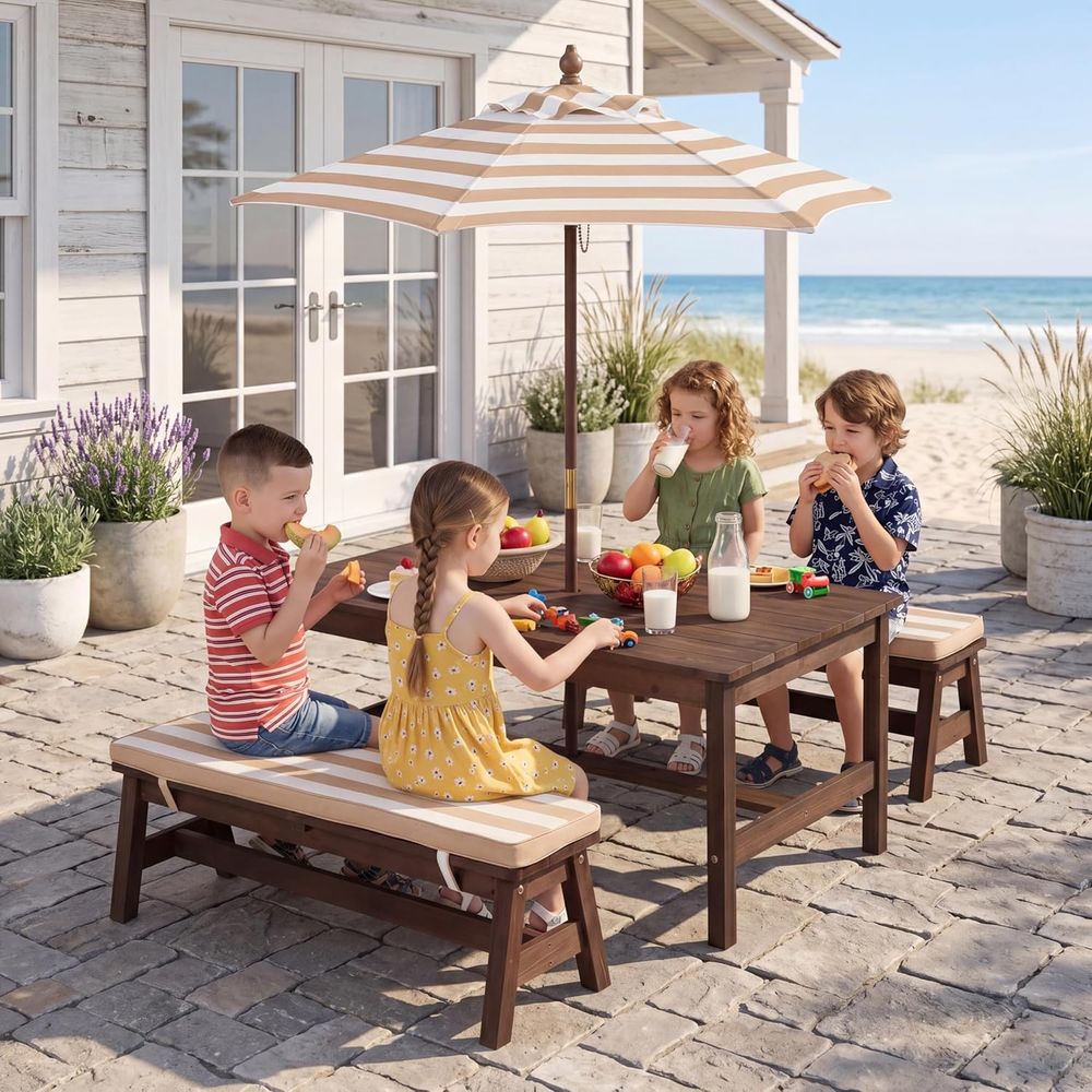 Kids Outdoor Bench - Meja Piknik Anak, Meja Besar 42“x