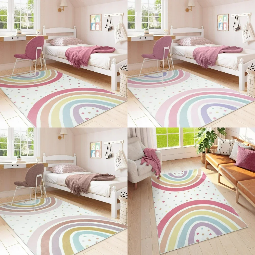 Kids Outdoor Lounge - 1pc Karpet Boho Pelangi Berwarna-warni untuk