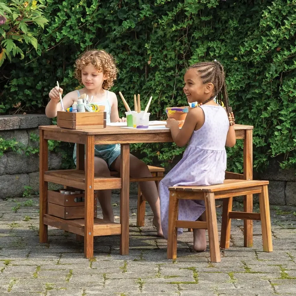 Kids Outdoor Bench - Set Meja Aktivitas dan 2 Bangku