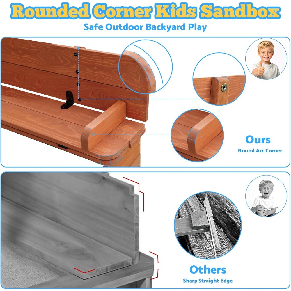 Kotak Pasir Kayu Anak-Anak den - Kids Outdoor Bench ulasan dan harga