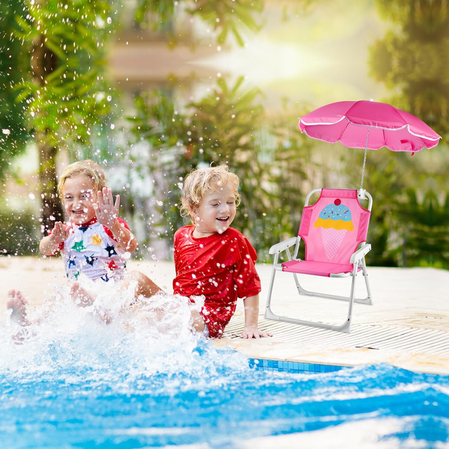 1 Set Kursi Pantai Lipat denga - Kids Outdoor Umbrella Chair ulasan dan harga