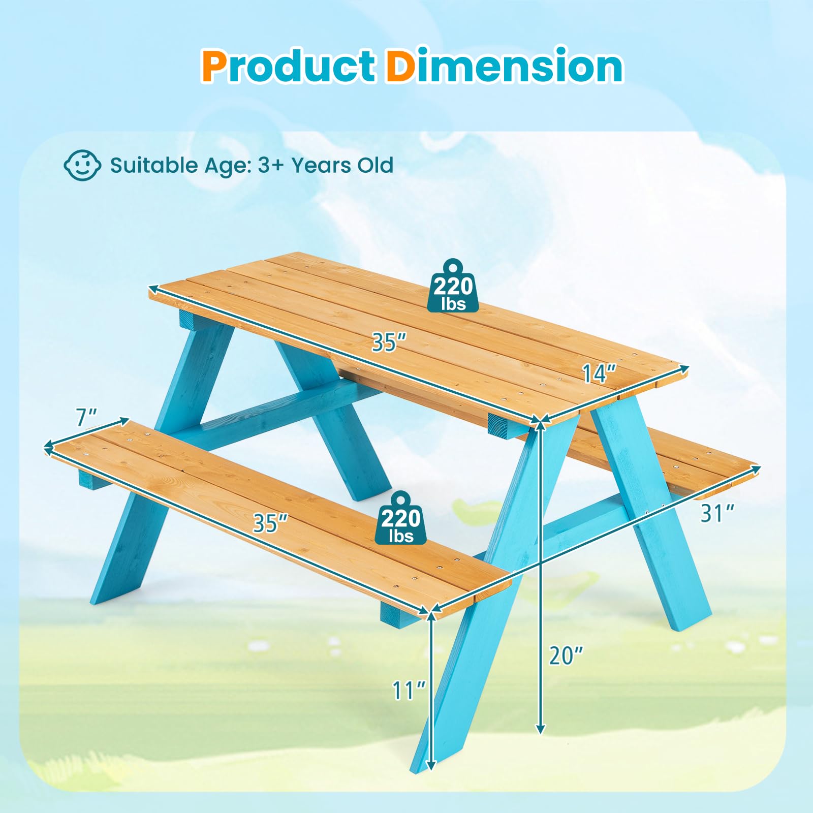 Set Meja dan Kursi Piknik Kayu - Kids Outdoor Chair And Table ulasan dan harga