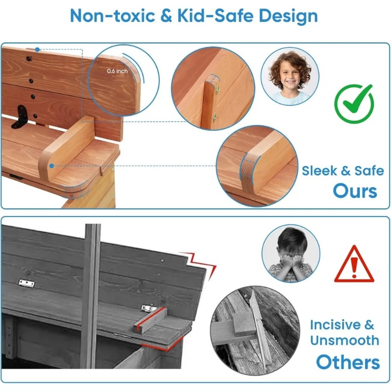 Kotak Pasir Anak dari Kayu den - Kids Outdoor Bench ulasan dan harga
