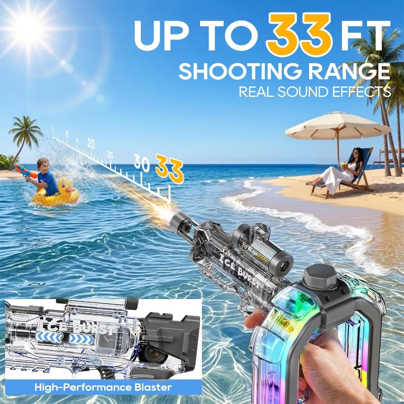 Pistol Air Listrik Berbentuk C - Water Gun Soaker ulasan dan harga