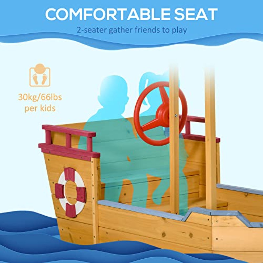Kolam pasir kayu berbentuk kap - Kids Outdoor Bench ulasan dan harga