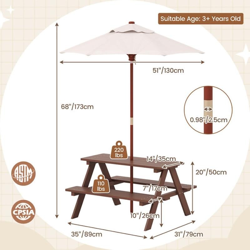 Set Meja Piknik Anak 4 Kursi L - Kids Outdoor Bench ulasan dan harga